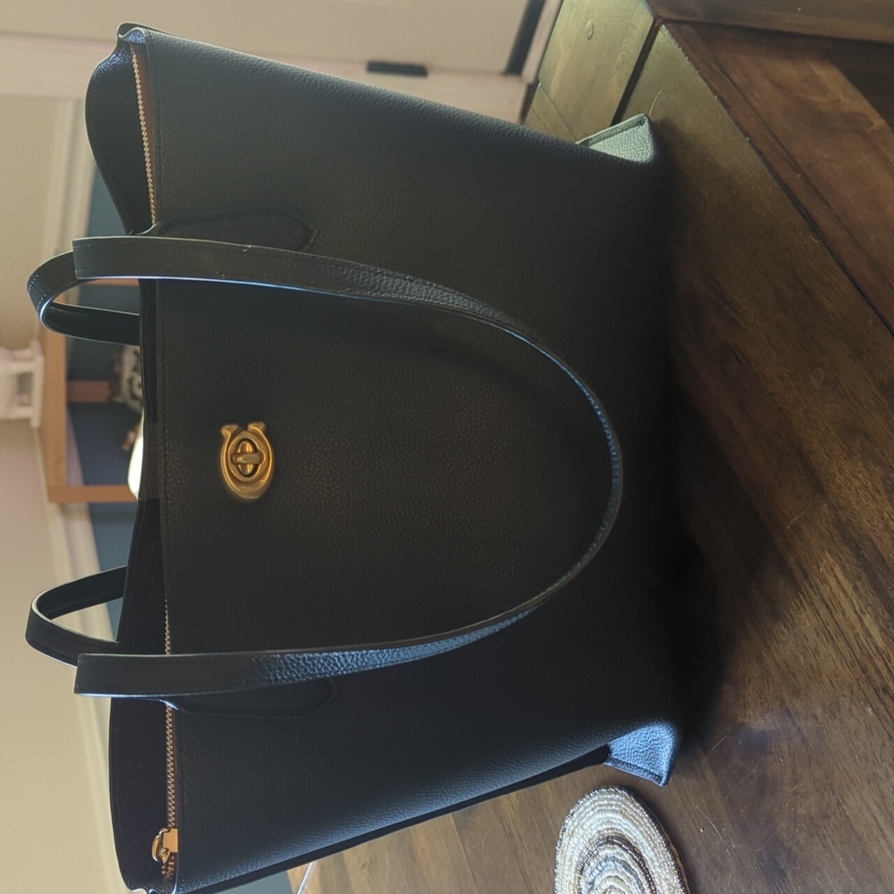 Large black leather Coach purse